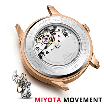 Nou mecanism MIYOTA Bărbați Ceasuri de mana Mecanice Brand de Lux CARNAVAL Automat Ceas pentru Barbati Sapphire Piele Relogio Masculino