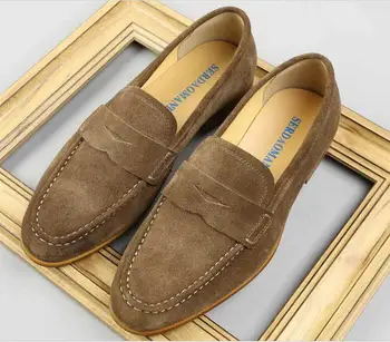 Noua Moda piele Nubuc Pantofi pentru Bărbați Respirabil Piele naturala alunecare pe pantofi pentru barbati Pantofi Casual mocasini