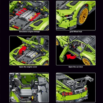Noua tehnologie Green Magic Sport AMG Auto Bloc moc Static Versiunea 1:8 Asamblare Model pentru Copii Jucării pentru baiat Cadou de Crăciun