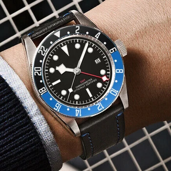 Noul GMT Bărbați ' s Ceas din piele Automat Mechanical Ceas Sapphire Militare de Lux 100M rezistent la apă Ceas 41mm Reloj Hombre