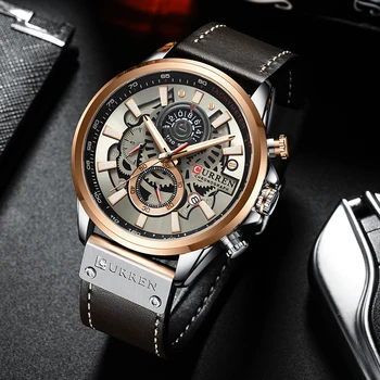 NOUĂ Bărbați Ceasuri de Brand Sport CURREN Creatoare de Moda Cuarț Cronograf Ceas Curea din Piele Lumious Mâinile Ceas rezistent la apa
