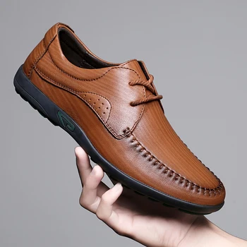 Oamenii de Afaceri Rochie Pantofi de Moda de Mână Cusute Oxford Pantofi Mocasin Tendință Dantela-Up Pantofi din Piele Barbati Pantofi Casual