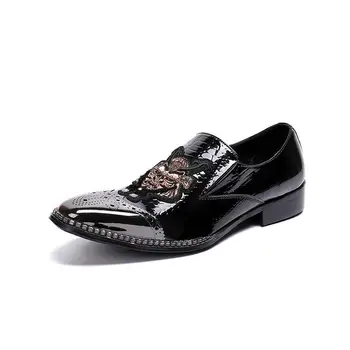 Oxfords de Lux de Designer de Pantofi pentru Bărbați Subliniat Toe piele de Căprioară Negru cu Broderie Barbati Mocasini Pantofi Chaussure Homme, de Dimensiuni Mari 37-46