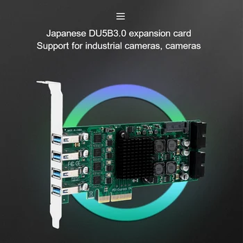 PCI-E USB 3.0 8 Port Card de Expansiune Independent 4 Canale, Suporta Camere Industriale și Camere video PCI-E Riser Card