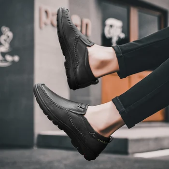 Piele naturala Barbati Casual Pantofi de Brand de Lux 2020 Barbati Mocasini Mocasini Respirabil Aluneca pe Negru de Conducere Pantofi Noi