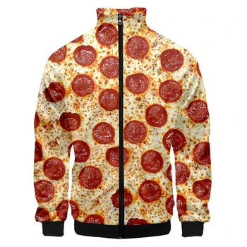 Pizza Mâncare 3D Print Zip Femei/Bărbați Jachete Imprimate 3D Stand Guler cu Fermoar Jacheta Casual Amuzant Sport Streetwear