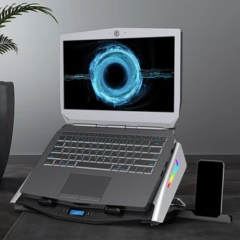 RGB Laptop Cooler 11-21 Inch Dual Fan cu Ecran LCD Laptop de Răcire Pad Suport pentru Laptop cu 2 Porturi USB