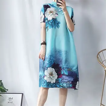 Rochie pentru femei 2022 vară de moda noua ori Chineză stil de imprimare mama maneci scurte elegante, Un cuvânt fusta liber de mari dimensiuni rochie