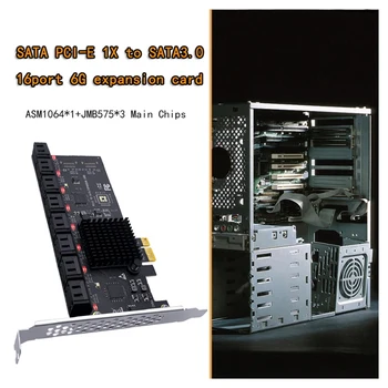 SATA Adaptor PCIe 16 Port SATA III, PCI Express X1 Controller Card de Expansiune PCIe la SATA III Converter pentru Minerit