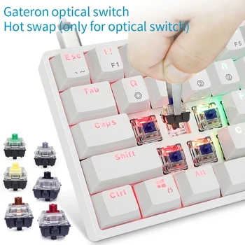 SK61 Gk61 Portabil 60% Tastatură Mecanică Gateron optică, Switch-uri cu iluminare din spate Hot swap Q9QC