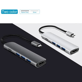 USB 3.1 Tip-C Hub Pentru Adaptor HDMI 4K Thunderbolt 3 C Hub USB cu Hub 3.0 TF SD Cititor Slot PD pentru MacBook Pro/Air/Huawei Mate