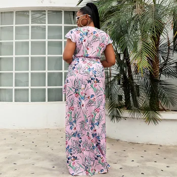 Vara Africane Haine Pentru Femei Plus Dimensiune Imprimare Șifon Rochie Lunga Europene Îmbrăcăminte Casual-O singură Bucată Rochie Bandaj YS1803